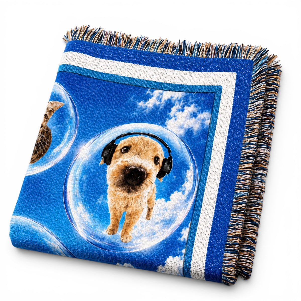 Frutiger Aero Cat Dog Woven Blanket