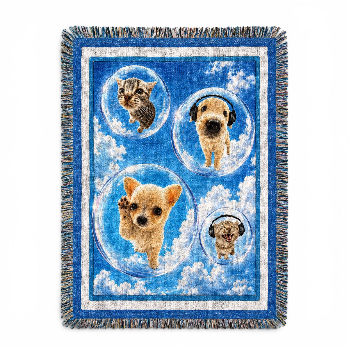 Frutiger Aero Cat Dog Woven Blanket