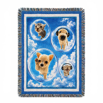 Frutiger Aero Cat Dog Woven Blanket
