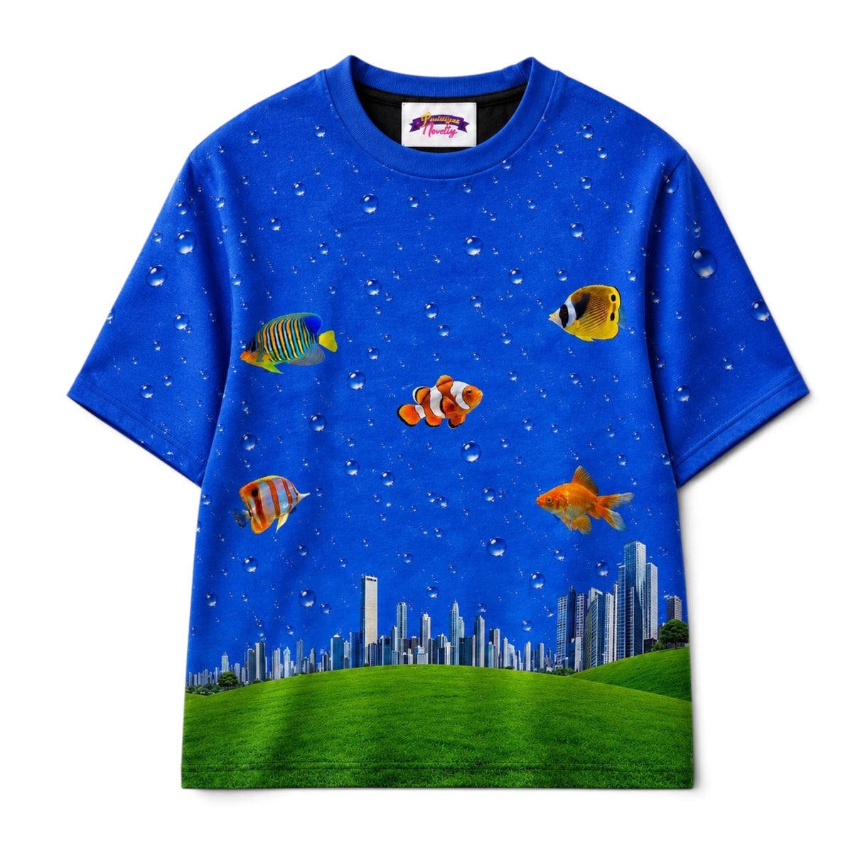 Fish City All Over Print 100% Cotton Unisex T-Shirt