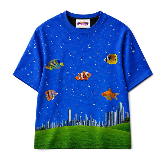 Fish City All Over Print 100% Cotton Unisex T-Shirt