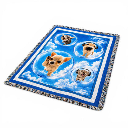 Frutiger Aero Cat Dog Woven Blanket