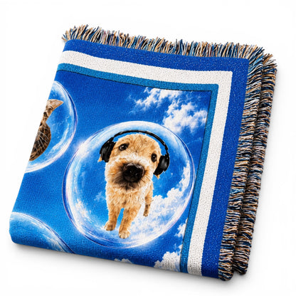 Frutiger Aero Cat Dog Woven Blanket