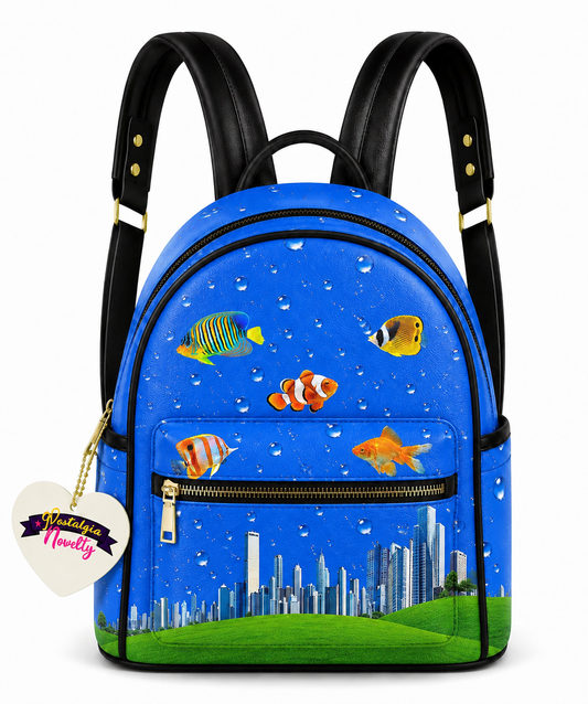 Fish City PU Leather Backpack