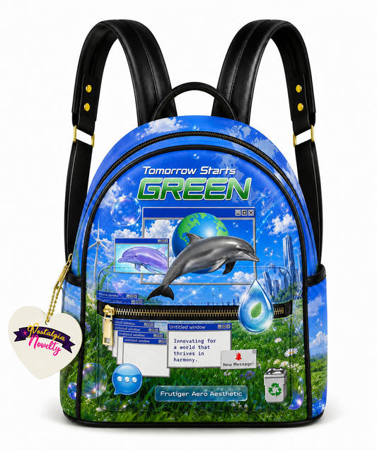 Tomorrow Starts Green PU Leather Backpack